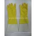 Guantes de trabajo anaranjados del pun ¢ o del PVC del diseño floral del látex del hogar DHL712